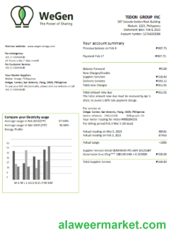WeGen Energy Philippines utility business bill, SCR