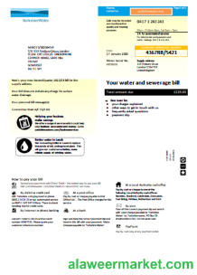 Yorkshire water utility business bill, page 1 SCR
