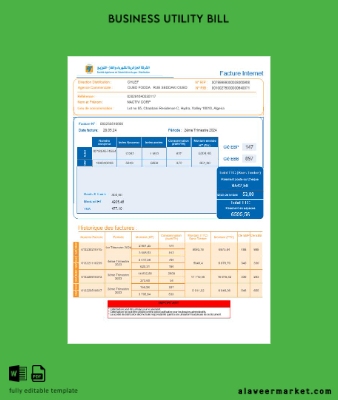 Cezayir Societe Algerien Distribution internet İşletme Fatura Fatura