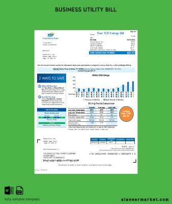 Arizona Tucson Electric Power (TEP) Fatura Fatura page 1