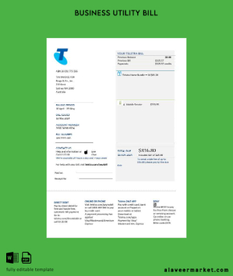 Avustralya Telstra telecommunications İşletme Fatura Fatura