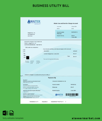 Avustralya Su Corporation WA İşletme Fatura Fatura