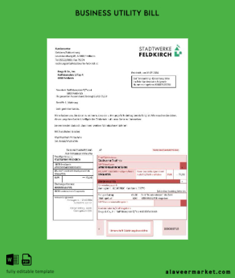 Avusturya Stadtwerke Feldkirch İşletme Fatura Fatura