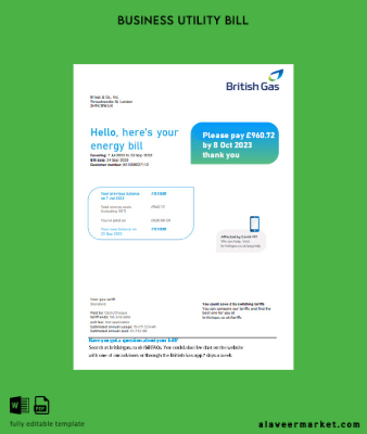British Gaz Energy Fatura İşletme Fatura page 1
