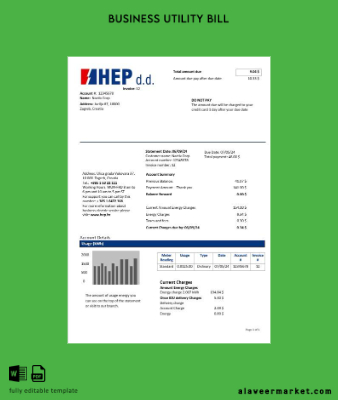 Hırvatistan Hrvatska Elektroprivreda Elektrik İşletme Fatura Fatura (2)