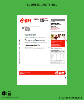 E.ON UK Fatura İşletme Fatura 1 page