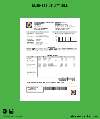 Elektrik Şirket of Gana Ltd Fatura İşletme Fatura