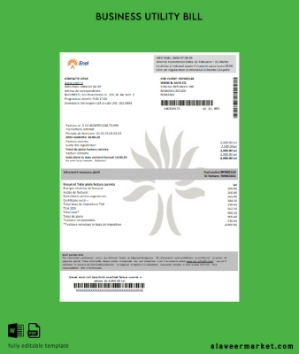 Enel Elektrik proof of address Fatura İşletme Fatura