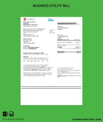 Fransa EDF proof of address İşletme Fatura Fatura