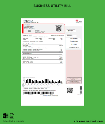 Hongkong Electric Şirket Fatura İşletme Fatura