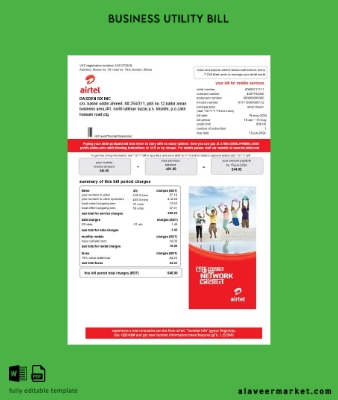Hindistan Airtel telecommunication services İşletme Fatura Fatura