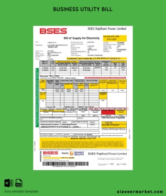 Hindistan Bses Elektrik İşletme Fatura Fatura