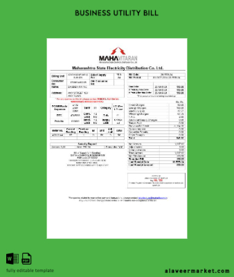 Hindistan Mahavitaran Co Ltd İşletme Fatura Fatura