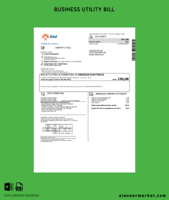 İtalya Enel Elektrik İşletme Fatura Fatura