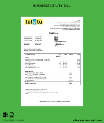 İtalya TeleTu İşletme Fatura Fatura