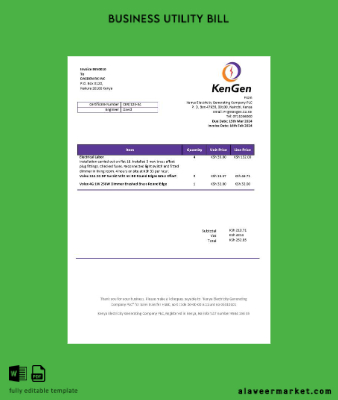 Kenya KenGen Elektrik Generating Şirket İşletme Fatura Fatura