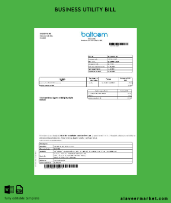 Letonya Baltcom telecommunications İşletme Fatura Fatura
