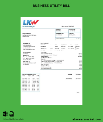 Liechtenstein Ische Kraftwerke (LKW) Elektrik İşletme Fatura Fatura