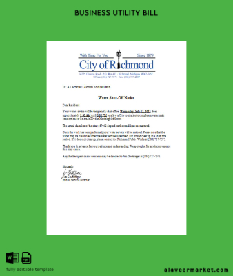 Michigan City of Richmond Su shut off notice Fatura İşletme Fatura