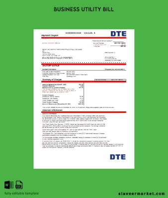 Michigan DTE Energy Fatura İşletme Fatura