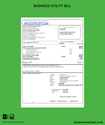 Moldtelecom Fatura İşletme Fatura