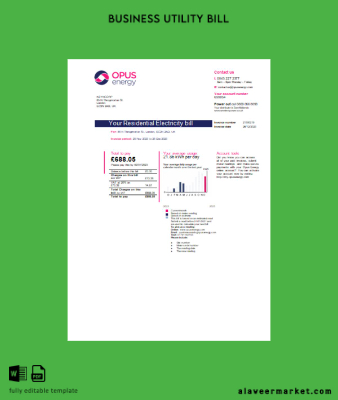 Opus Energy Elektrik Fatura İşletme Fatura page 1