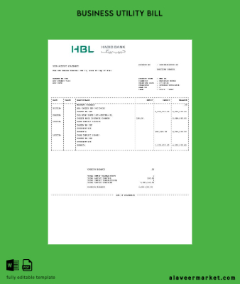 Pakistan HBL İşletme Fatura Fatura