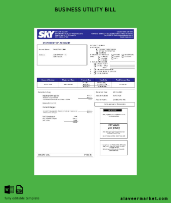Filipinler Sky Cable Corporation İşletme Fatura Fatura Şablon (2)