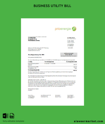 Prioenergie proof of address Fatura İşletme Fatura