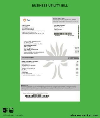 Romanya Enel Elektrik proof of address İşletme Fatura Fatura (2)