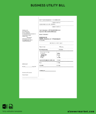 Rusya Su İşletme Fatura Fatura Şablon in Word and PDF formatս, fully Düzenlenebilir