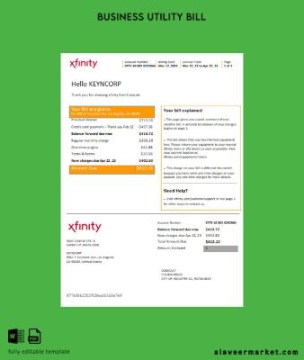 San Francisco Xfinity Comcast Fatura İşletme Fatura page 1