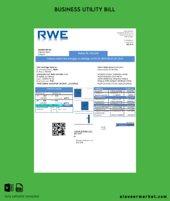 Slovenya RWE Elektrik proof of address İşletme Fatura Fatura