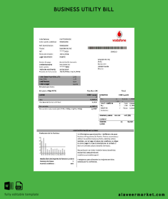 İspanya Vodafone telecommunications İşletme Fatura Fatura