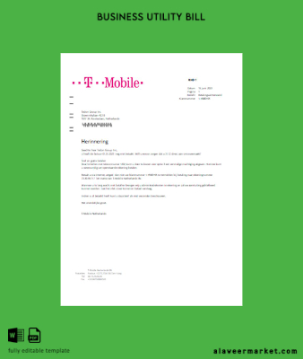 T-Mobile Hollanda Fatura İşletme Fatura