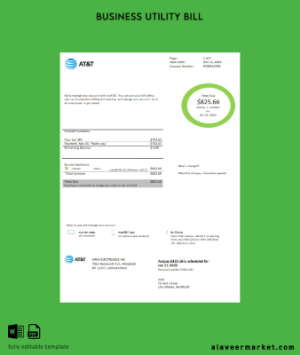 Texas AT&T easy to fill Fatura İşletme Fatura