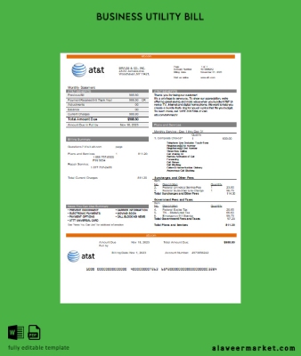 Texas AT&T telecommunications İşletme Fatura Fatura