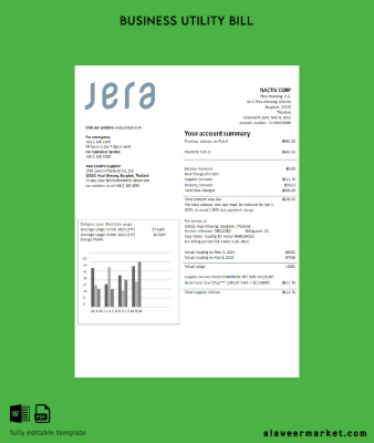 Tayland JERA power Co., Ltd. Fatura İşletme Fatura