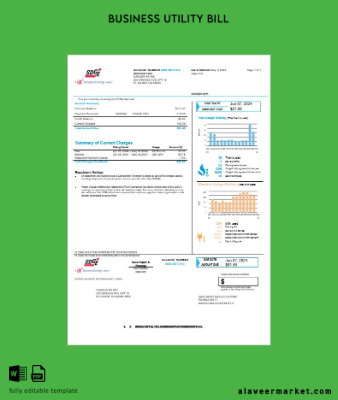 USA California San Diego Gaz & Electric (SDG&E) İşletme Fatura Fatura