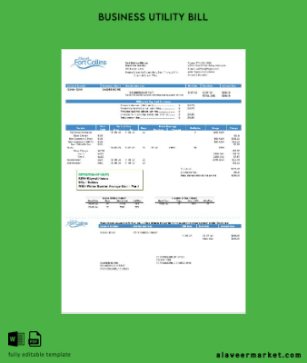 USA Colorado Fort Collins Utilities İşletme Fatura Fatura