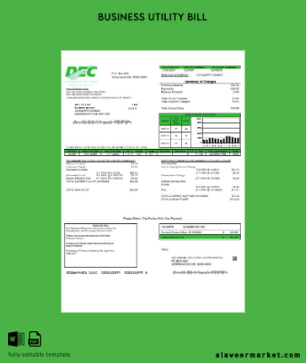 USA Delaware Electric Co-op İşletme Fatura Fatura