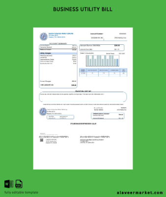 USA Eastern Suburban Su Authority İşletme Fatura Fatura Şablon in Word and PDF formats