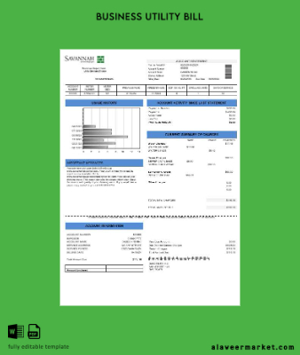 USA Gürcistan Savannah İşletme Fatura Fatura Şablon in Word and PDF formats