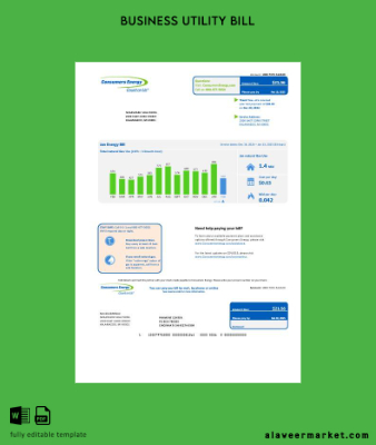 USA Michigan Consumers Energy İşletme Fatura Fatura