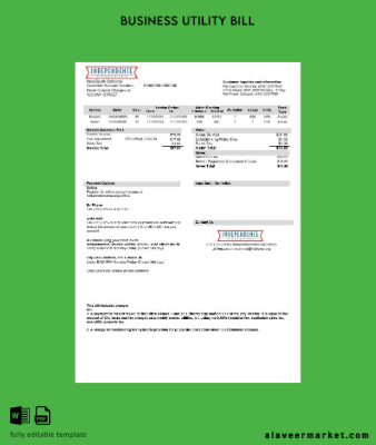 USA Missouri Independence Utilities İşletme Fatura Fatura version 2
