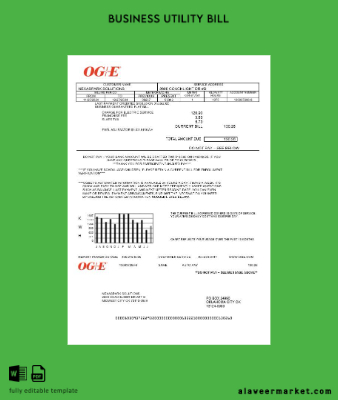 USA Oklahoma OGE Energy İşletme Fatura Fatura