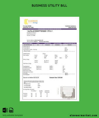 USA Texas Summer Energy easy fillable İşletme Fatura Fatura