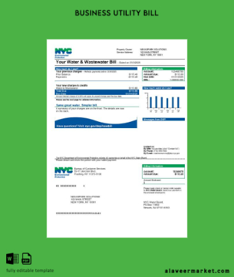 USA The Yeni York City Department of Environmental Protection (DEP) İşletme Fatura Fatura