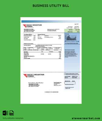 USA Utah Rocky Mountain Power Elektrik İşletme Fatura Fatura