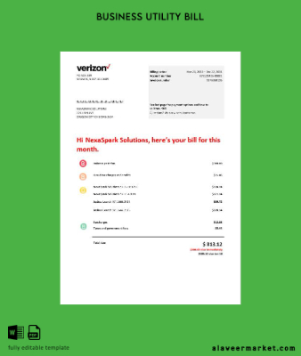 USA Verizon telecommunications İşletme Fatura Fatura